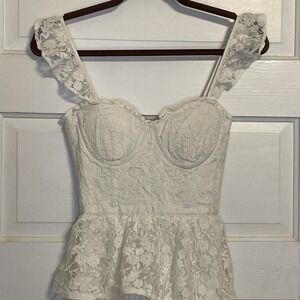 White Lace Dress Corset Ivory | Altar'd State Umber XXS | Madonna Wedding Summer